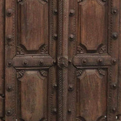 Antique Hand Carved Decorative Reclaimed Wood Door On Stand 12