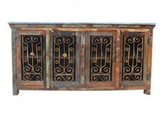 Reclaimed wood Metal Curly Jali large Sideboard 180cm