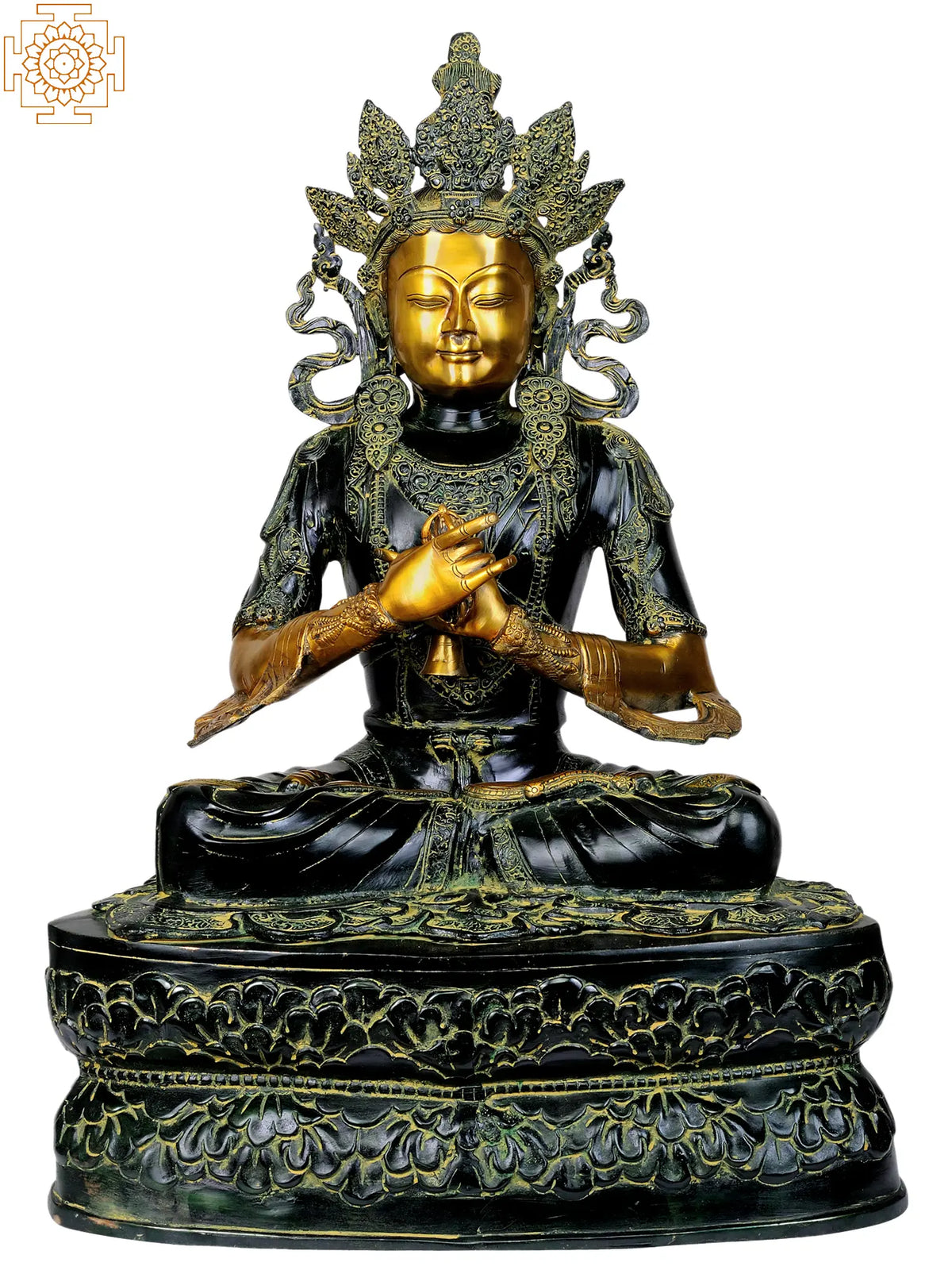 Indian Crown Buddha Tibetan Buddhist Buddha In Brass Statue