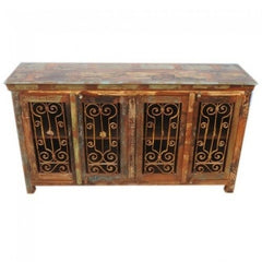 Reclaimed wood Metal Curly Jali large Sideboard 180cm