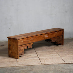 Indian Hand Carved Solid Wood Bench B1