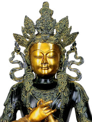 Indian Crown Buddha Tibetan Buddhist Buddha In Brass Statue