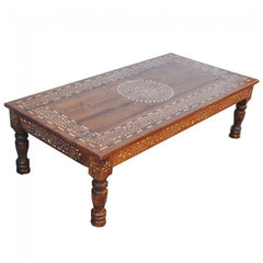 Indian Range Rich Bone Inlay Honey Coffee Table