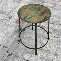 Industrial Metal Stool Green Patina