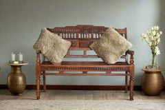 Indian Hand Carved Solid Wood Bench B2