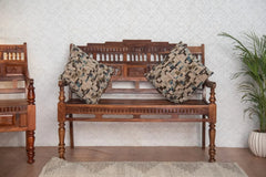 Indian Hand Carved Solid Wood Bench B2