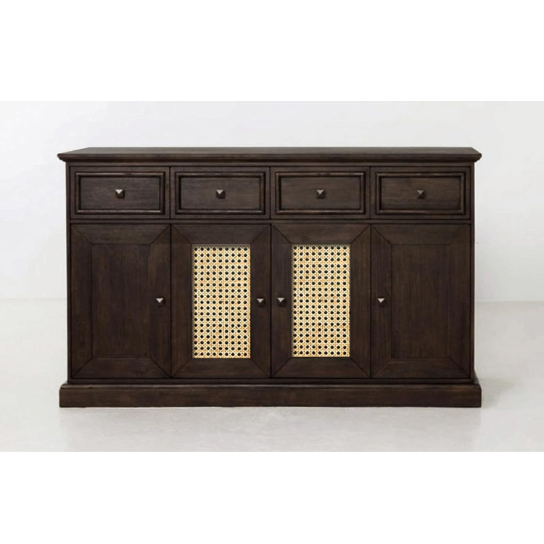 The Attic Francisco Cane Solid Wood Sideboard Walnut