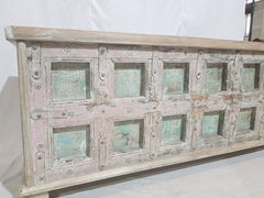 Indian Antique Old Wood Blanket Chest Box Rustic White 1.6m