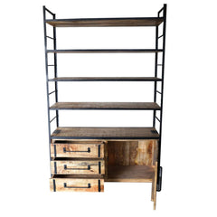 Earth Industrial metal and wood Solid Mango Wood Bookshelf B36