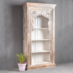 Rajasthan Handcarved Indian Furniture Wooden Arch Bookshelf