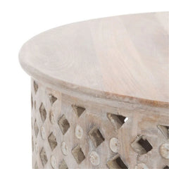 Bristol Carved Mango Wood Round Coffee Table Natural B1