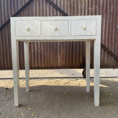 Maaya Bone Inlay Console Hall Table White Floral 100x40x80cm