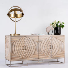 Kraft Bazaar Indian Mango Wood Hand Carved Sideboard