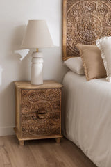 Indian Hand Carved Mango Wood Bedside Table 37