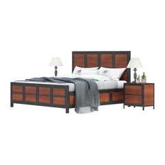 Miller Industrial Indian Solid Wood Iron Platform Bed