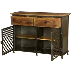 Angle Industrial Iron With Mango Wood 2 Drawers Sideboard 115x40x86cm