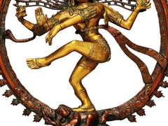 Indian Lord Nataraja Golden and Brown Hues Brass Statue