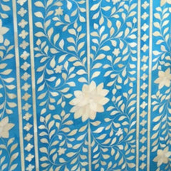 Maaya Bone inlay Blue Floral Chest of 4 Drawers Tallboy Bedside Table