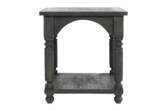 Handmade Indian Hand Carved Solid Hard Wood Arch End Table Grey