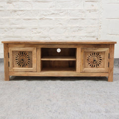 JALI handcarved solid mango wood plasma TV unit 140x40x50cm