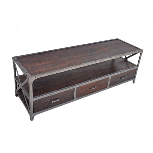 Angle Industrial Entertainment unit TV Stand Chocolate