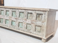 Indian Antique Old Wood Blanket Chest Box Rustic White 1.6m