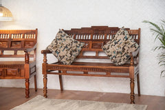 Indian Hand Carved Solid Wood Bench B2