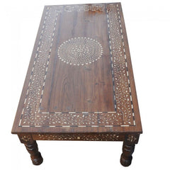 Indian Range Rich Bone Inlay Honey Coffee Table