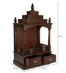 Small Sized Handmade Solid Wood Home Temple In Brown