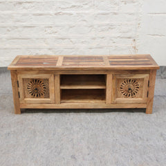 JALI handcarved solid mango wood plasma TV unit 140x40x50cm