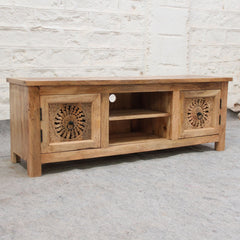 JALI handcarved solid mango wood plasma TV unit 140x40x50cm