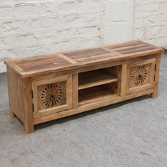 JALI handcarved solid mango wood plasma TV unit 140x40x50cm