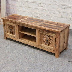 JALI handcarved solid mango wood plasma TV unit 140x40x50cm