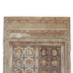 Antique Hand Carved Decorative Reclaimed Wood Door On Stand 14