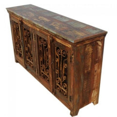 Reclaimed wood Metal Curly Jali large Sideboard 180cm