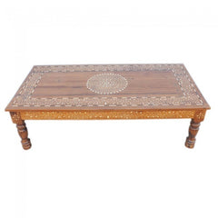 Indian Range Rich Bone Inlay Honey Coffee Table