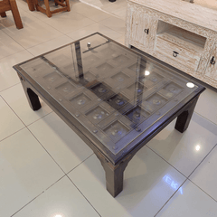 Indian Hand Carved Brass Work Solid Wood Coffee Table C22