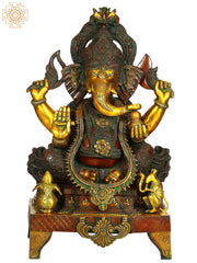 Indian Lord Ganesha Handmade Brass Statue