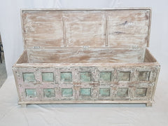 Indian Antique Old Wood Blanket Chest Box Rustic White 1.6m