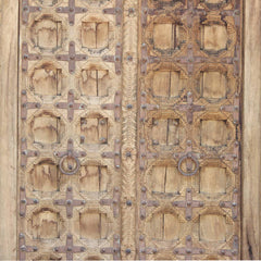 Antique Hand Carved Decorative Reclaimed Wood Door On Stand 14