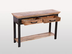 Industrial Solid Wood 2 Drawer Study Desk