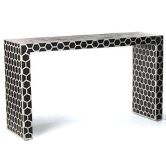 Maaya Bone inlay Black White Geometric Console Hall Table