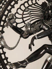 Indian Lord Nataraja Shiva Black and Silver Brass Statue