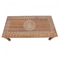 Indian Range Rich Bone Inlay Honey Coffee Table