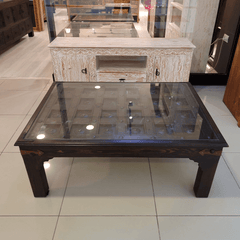 Indian Hand Carved Brass Work Solid Wood Coffee Table C22
