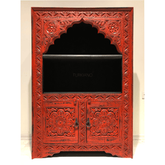 Mehrab Indian Hand Carved Solid Wood Bookshelf B30