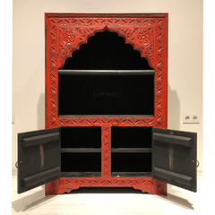 Mehrab Indian Hand Carved Solid Wood Bookshelf B30