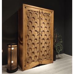 Indian Hand Carved Solid Wooden Cupboard Wardrobe D31