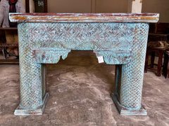 Antique Indian Hand Carved Solid Wood Console Hall Table