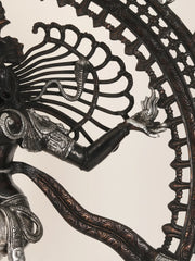 Indian Lord Nataraja Shiva Black and Silver Brass Statue